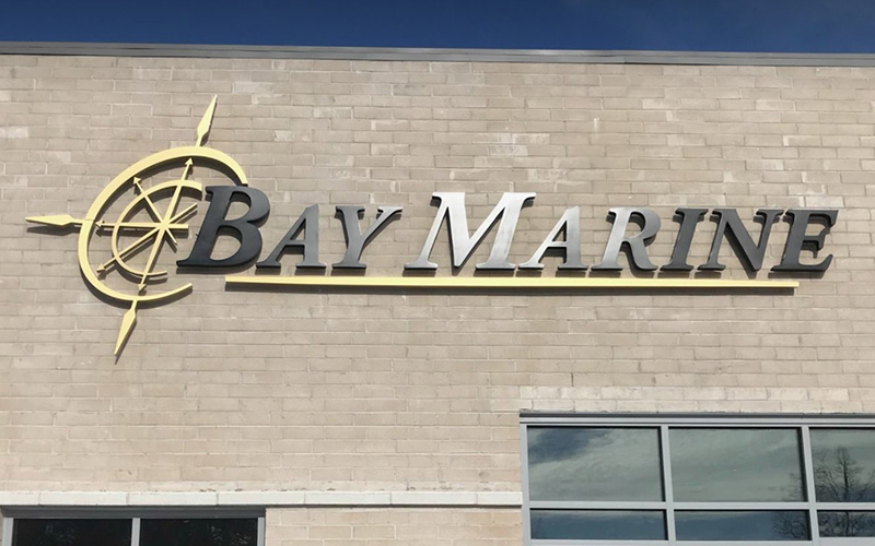Exterior wall sign for Bay Marine